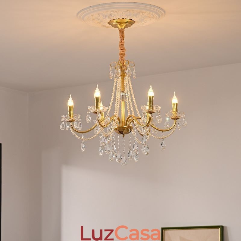 Luminária pendente de cristal americana estilo country, luminária de teto criativa com arte em ferro