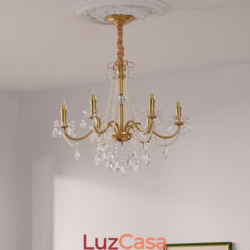 Luminária pendente de cristal americana estilo country, luminária de teto criativa com arte em ferro
