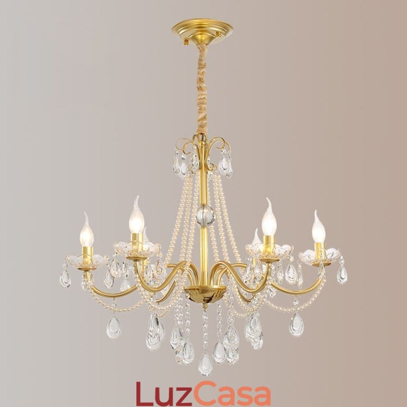 Luminária pendente de cristal americana estilo country, luminária de teto criativa com arte em ferro