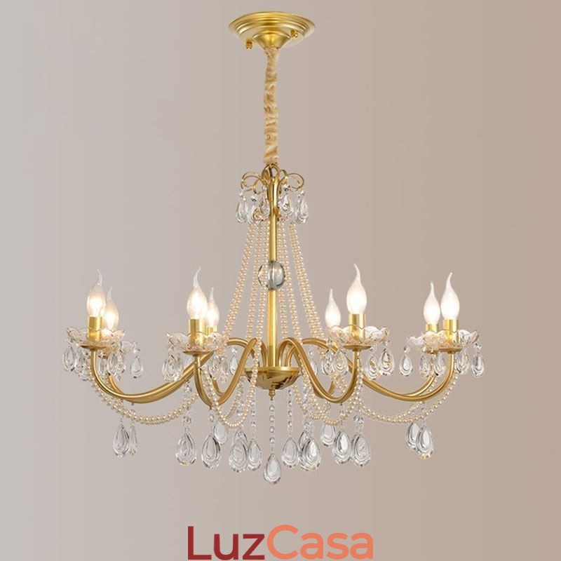 Luminária pendente de cristal americana estilo country, luminária de teto criativa com arte em ferro