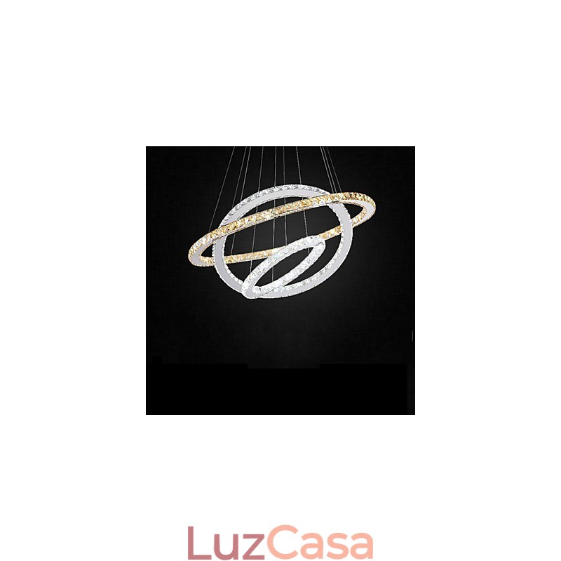 Luminárias pendentes âmbar e cristal K9 transparente Lustre de iluminação com 3 anéis