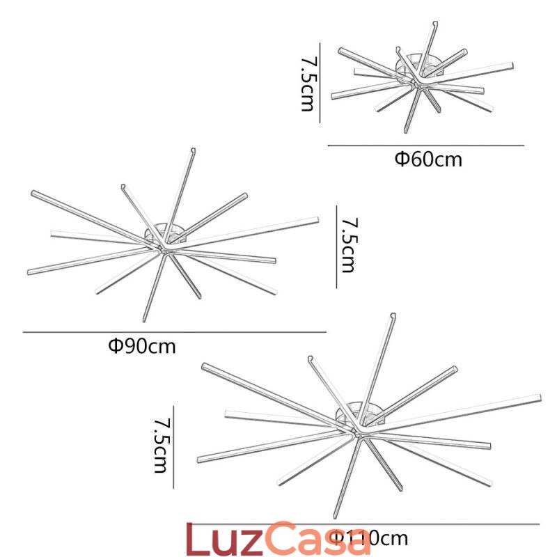 Luminária de teto minimalista moderna com fogos de artifício embutida