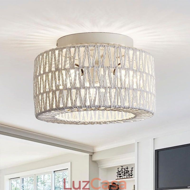 Luminária de teto estilo country embutida americana com gaiola trançada