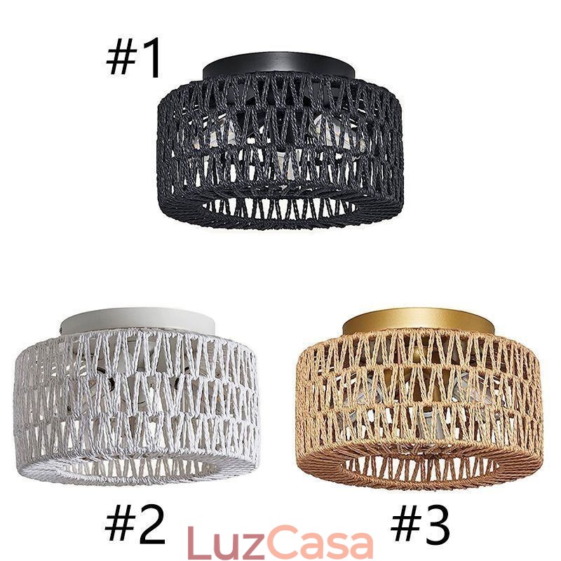Luminária de teto estilo country embutida americana com gaiola trançada