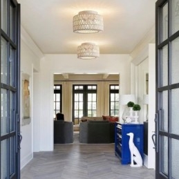 Luminária de teto estilo country embutida americana com gaiola trançada