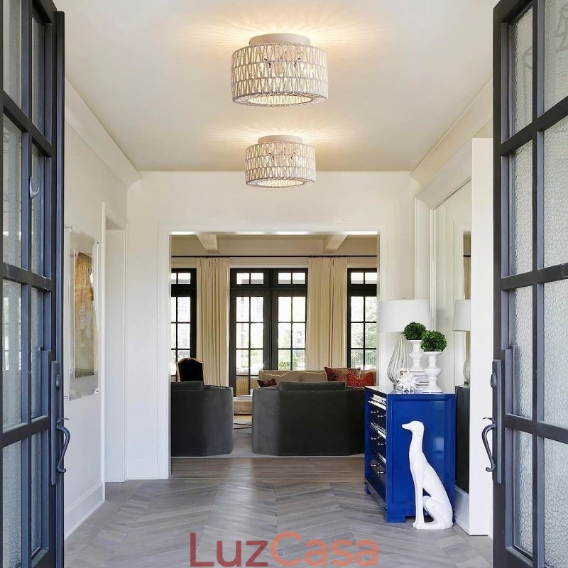 Luminária de teto estilo country embutida americana com gaiola trançada