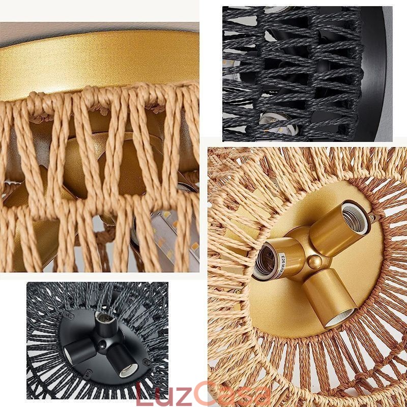 Luminária de teto estilo country embutida americana com gaiola trançada