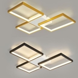 Luminária de teto quadrada minimalista embutida de 3 níveis com controle remoto de 60 W