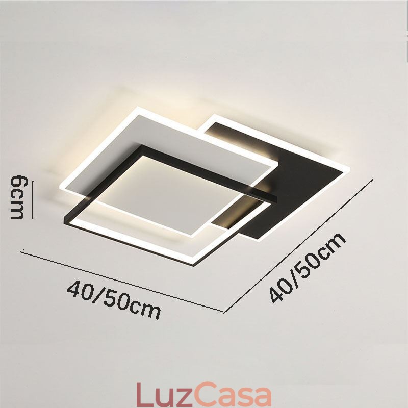Luminária de teto quadrada acrílica minimalista embutida 40 50 cm