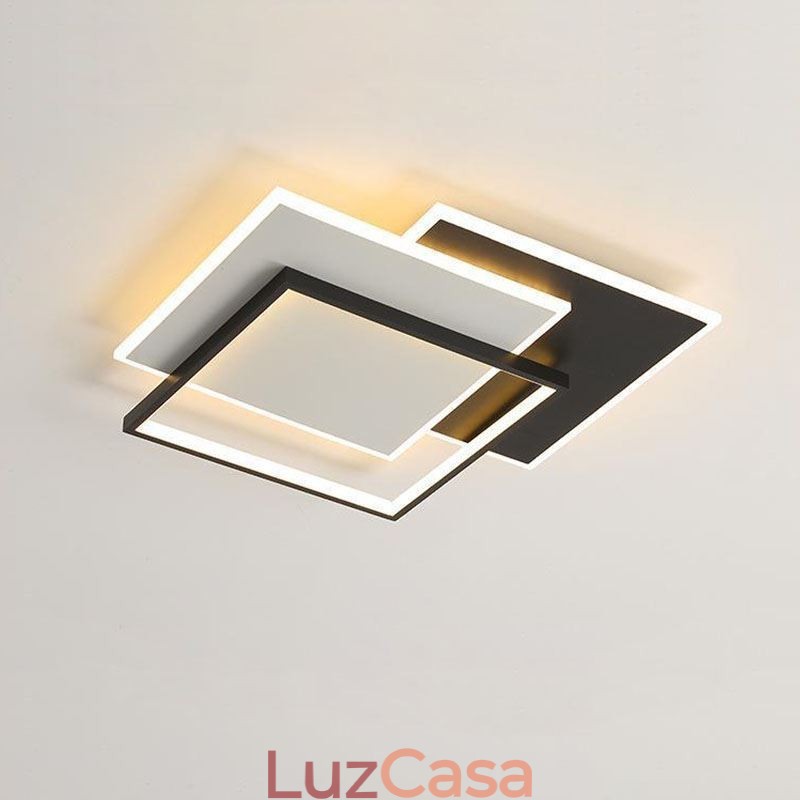 Luminária de teto quadrada acrílica minimalista embutida 40 50 cm