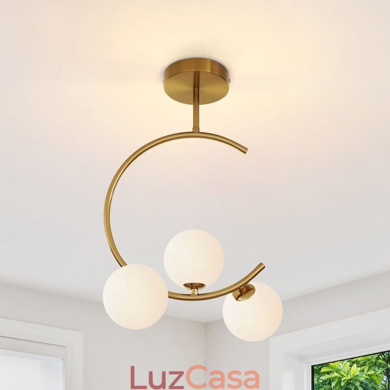 Luminária de teto moderna e simples embutida de três cabeças em vidro branco leitoso G9 5W