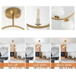 Luminária de teto moderna e simples embutida de três cabeças em vidro branco leitoso G9 5W