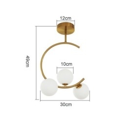 Luminária de teto moderna e simples embutida de três cabeças em vidro branco leitoso G9 5W