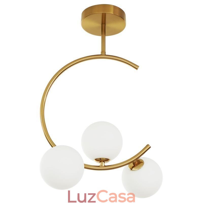 Luminária de teto moderna e simples embutida de três cabeças em vidro branco leitoso G9 5W