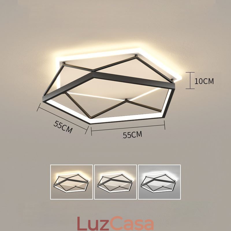 Luminária de teto tridimensional oca embutida 55cm