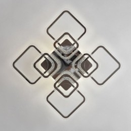 Luminária de teto quadrada acrílica embutida cromada com 8 luzes