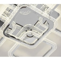 Luminária de teto quadrada acrílica embutida cromada com 8 luzes