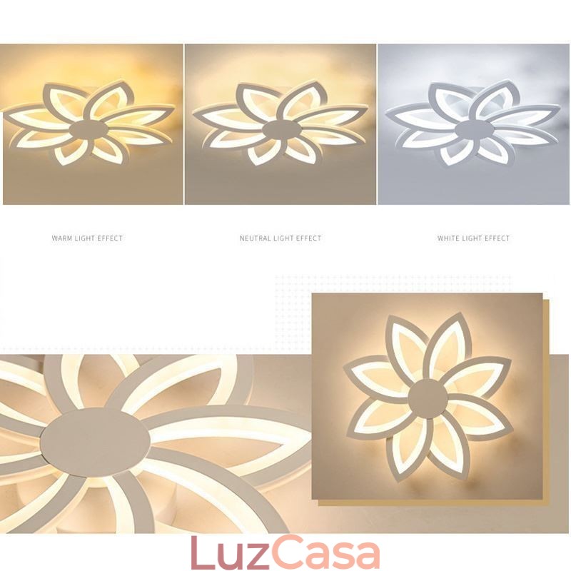Luminária de teto em acrílico com flor atraente e montagem embutida de 55 cm