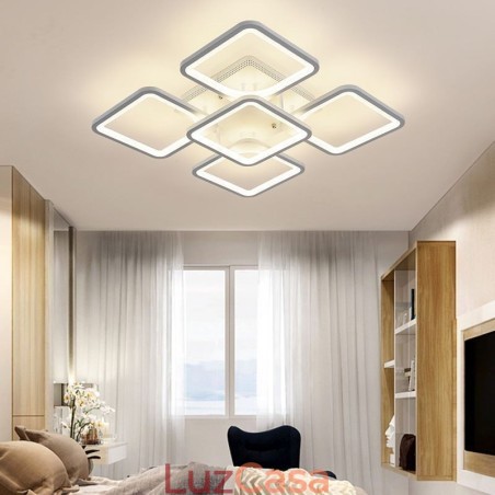 Luminária de teto quadrada acrílica branca embutida 5 luzes 8 luzes Luminária de teto quadrada acrílica branca embutida 5 luzes 8 luzes