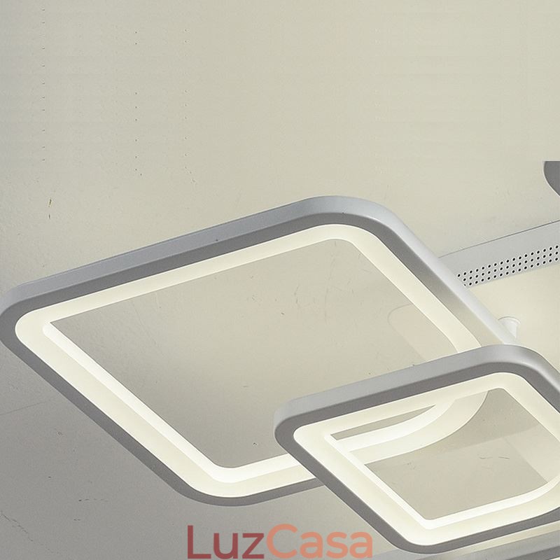 Luminária de teto quadrada acrílica branca embutida 5 luzes 8 luzes