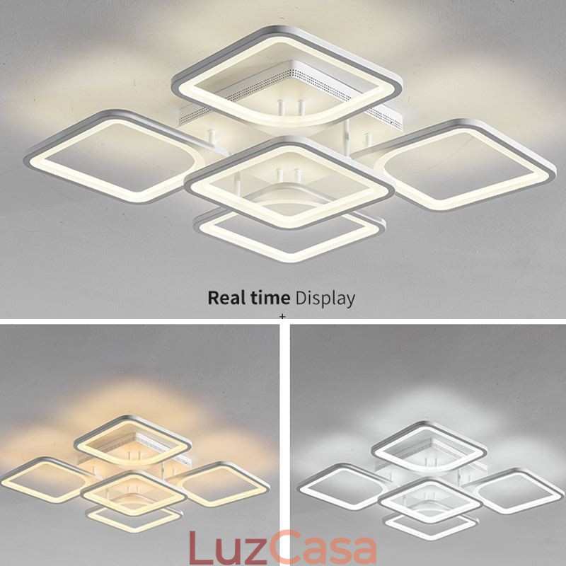 Luminária de teto quadrada acrílica branca embutida 5 luzes 8 luzes