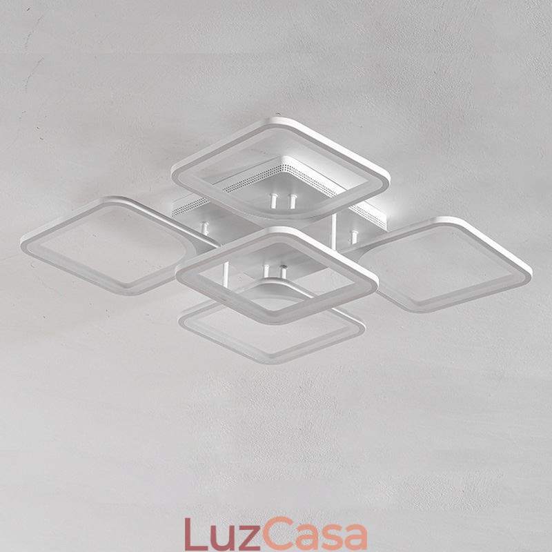 Luminária de teto quadrada acrílica branca embutida 5 luzes 8 luzes