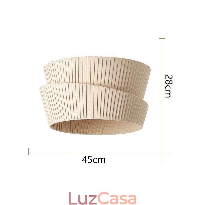 Abajur de teto estilo creme francês Wabi Sabi com abajur de tecido de camada dupla embutido