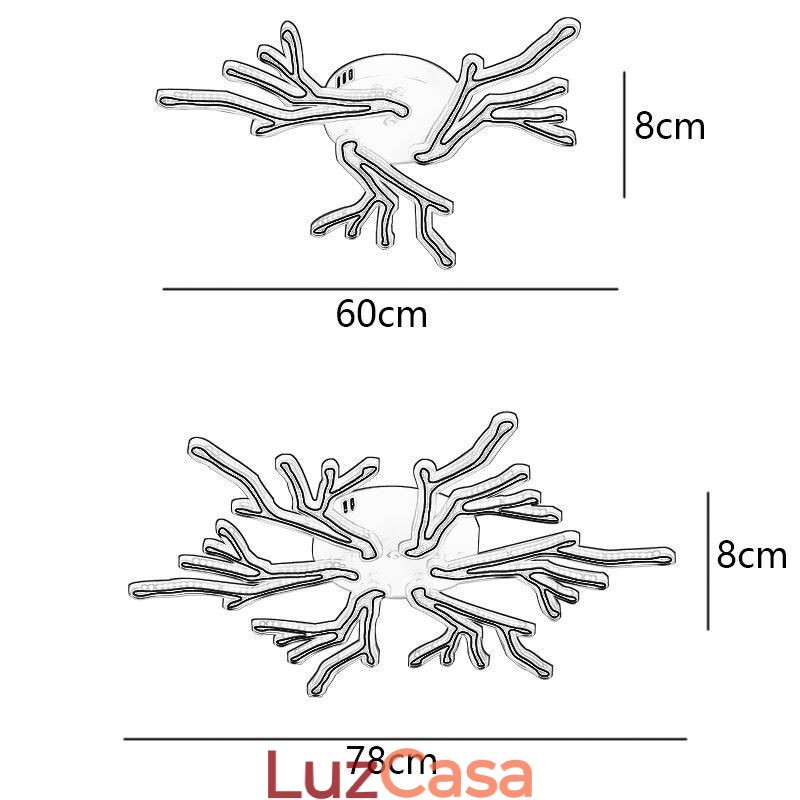 Luminária de teto de acrílico com ramificação embutida