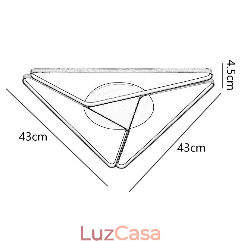 Luminária de teto triangular minimalista embutida