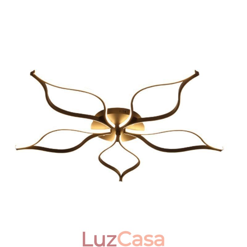 Luminária de teto minimalista com cinco folhas e flor embutida