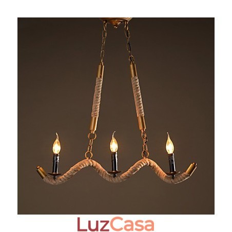 Lustre de cânhamo com vela, pingente vintage, ferro forjado, onda, corda de cânhamo, lustre Lustre de cânhamo com vela, pingente vintage, ferro forjado, onda, corda de cânhamo, lustre