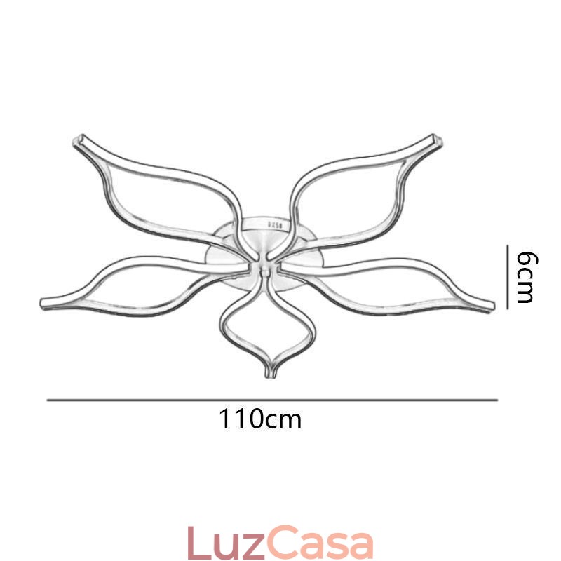 Luminária de teto minimalista com cinco folhas e flor embutida