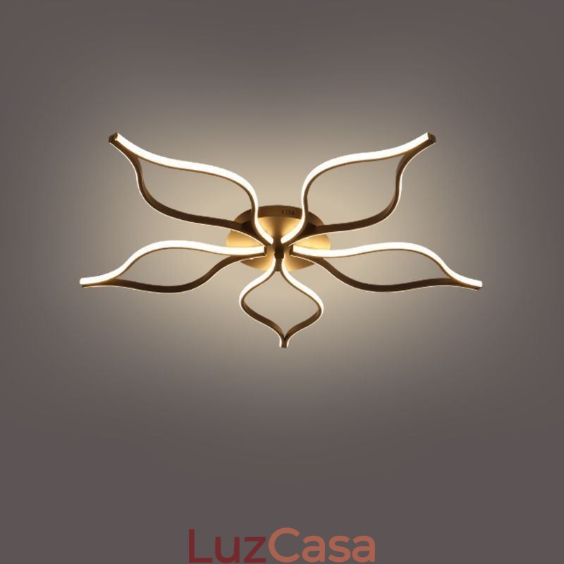 Luminária de teto minimalista com cinco folhas e flor embutida