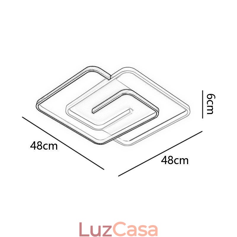 Luminária de teto quadrada acrílica embutida