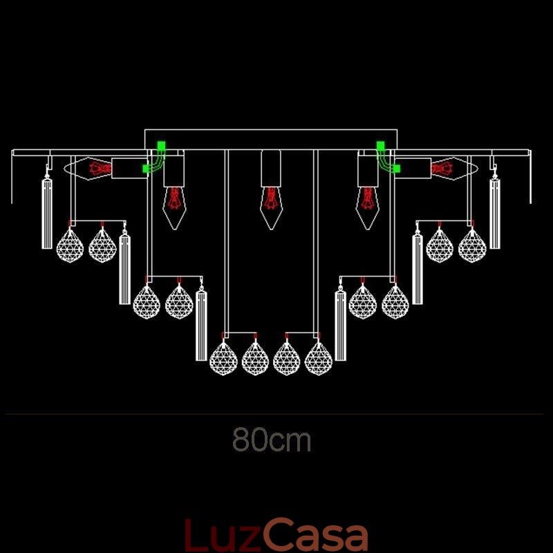Luminária de teto de cristal redonda embutida com controle remoto 80 cm