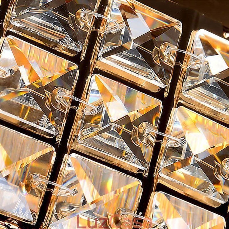 Luminária de teto de cristal redonda embutida com controle remoto 80 cm