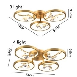 Luminária de teto em formato de flor de ameixa com galho de cobre embutido