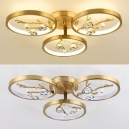 Luminária de teto em formato de flor de ameixa com galho de cobre embutido