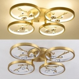 Luminária de teto em formato de flor de ameixa com galho de cobre embutido