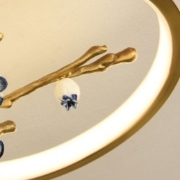 Luminária de teto em formato de flor de ameixa com galho de cobre embutido