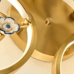 Luminária de teto em formato de flor de ameixa com galho de cobre embutido