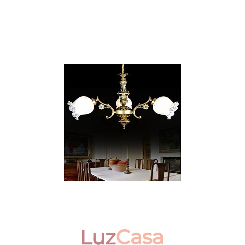 Lustre de Bronze Três Luzes Europeu Retro Clássico