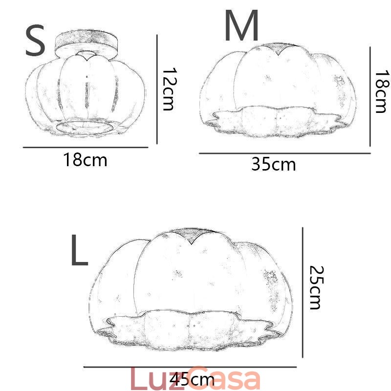 Luminárias de teto japonesas retrô de montagem embutida em formato de abóbora de cabeça única