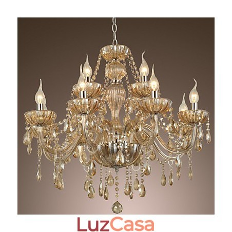 Lustre de cristal luxo moderno 2 níveis sala de estar 12 luzes Lustre de cristal luxo moderno 2 níveis sala de estar 12 luzes