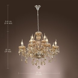 Lustre de cristal luxo moderno 2 níveis sala de estar 12 luzes