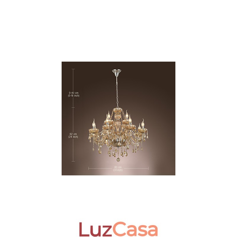 Lustre de cristal luxo moderno 2 níveis sala de estar 12 luzes