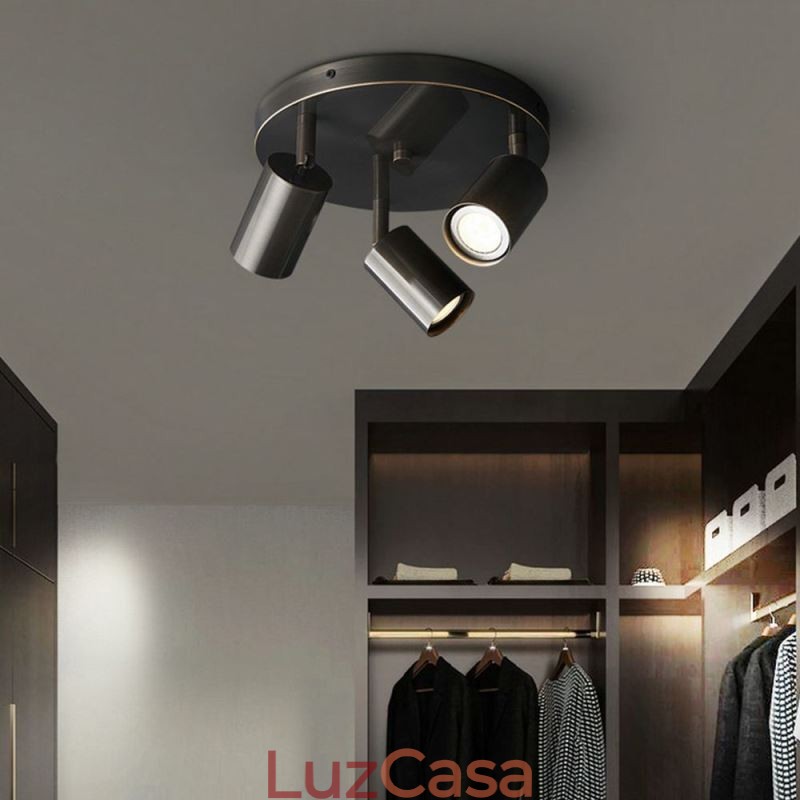 Moderno Flush Mount Dourado Preto Flush Mount com 3 Luzes Copper Art Home Lighting