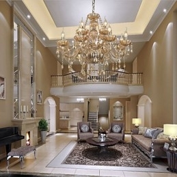 Lustre de cristal luxo moderno 2 níveis sala de estar 12 luzes