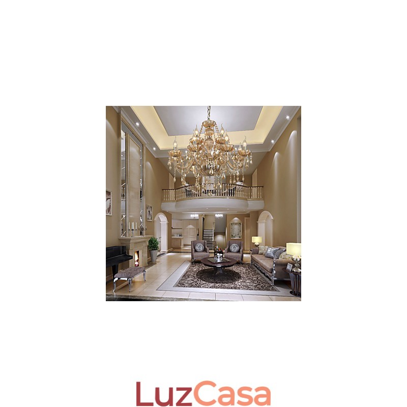 Lustre de cristal luxo moderno 2 níveis sala de estar 12 luzes
