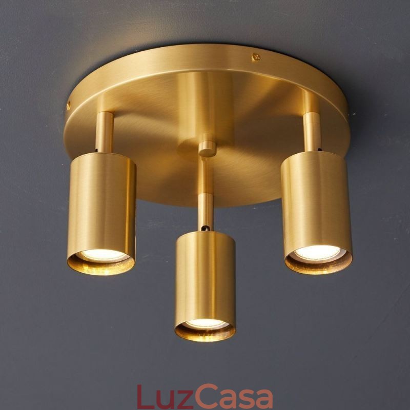 Moderno Flush Mount Dourado Preto Flush Mount com 3 Luzes Copper Art Home Lighting